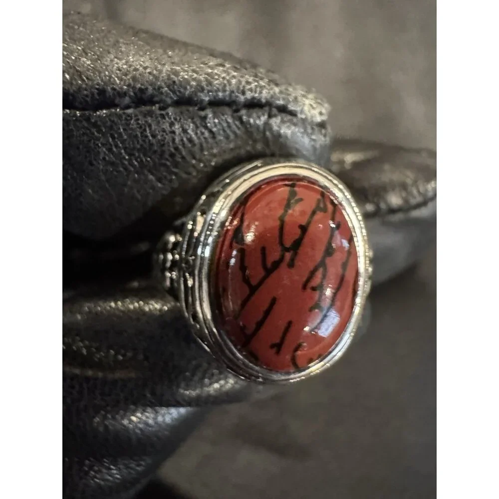 Premier Designs Spice Red Black Silver Fashion Ring Women 17 US 7 NEW
